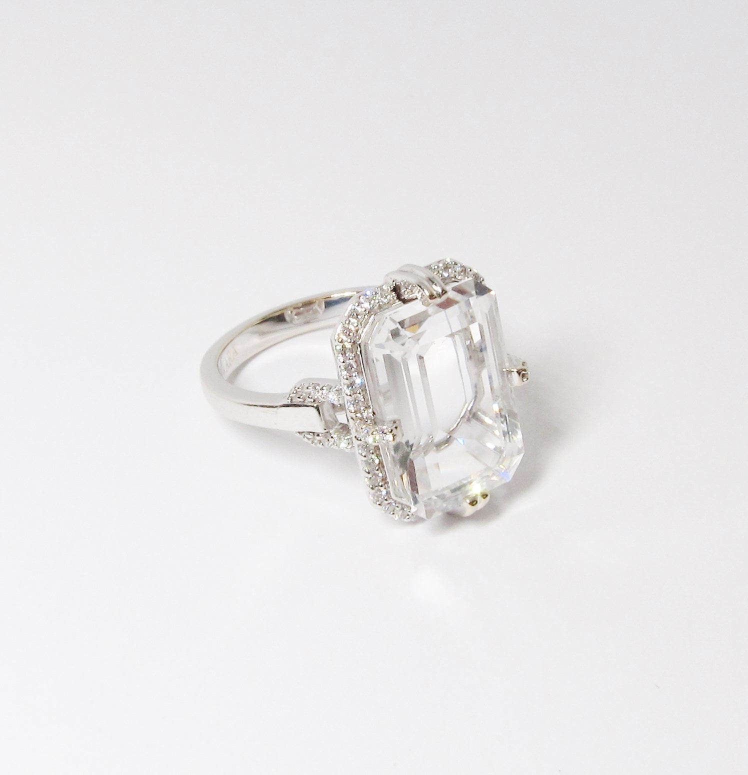Rock Crystal Emerald Cut Ring