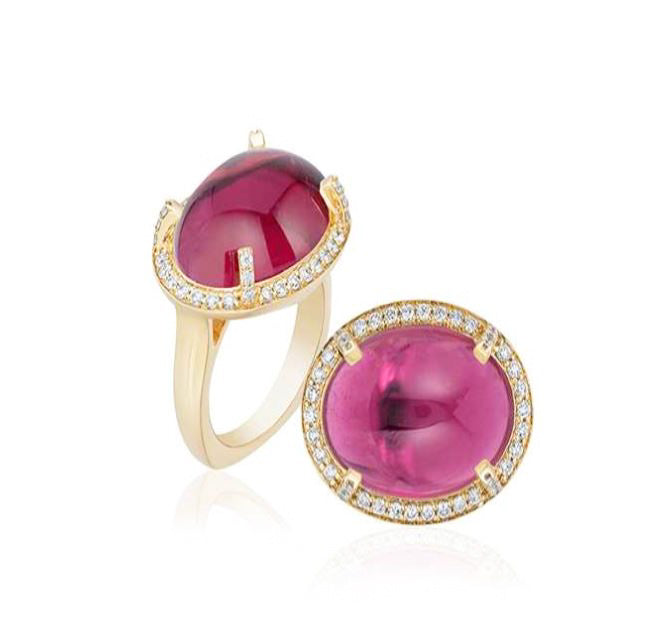 Pink Tourmaline Ring With Diamonds