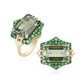 Prasiolite and Tsavourite Ring