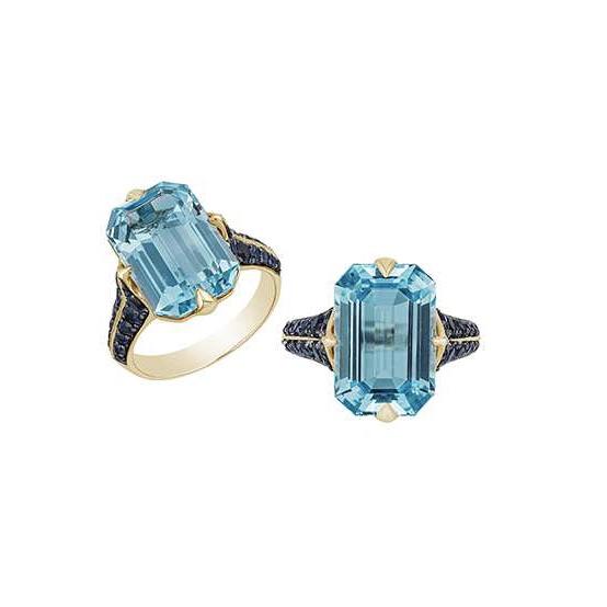 Blue Topaz & Sapphire Ring