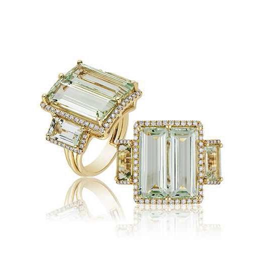 4 Stone Emerald Cut Aqua Ring