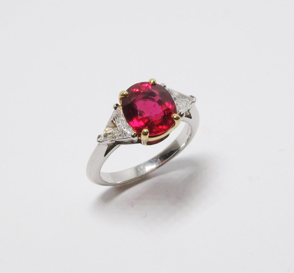 Ruby & Diamond 3 Stone Ring