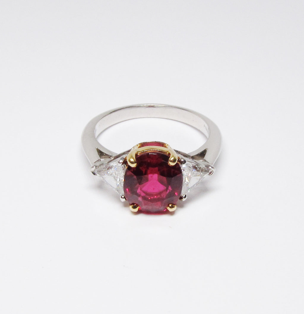 Ruby & Diamond 3 Stone Ring