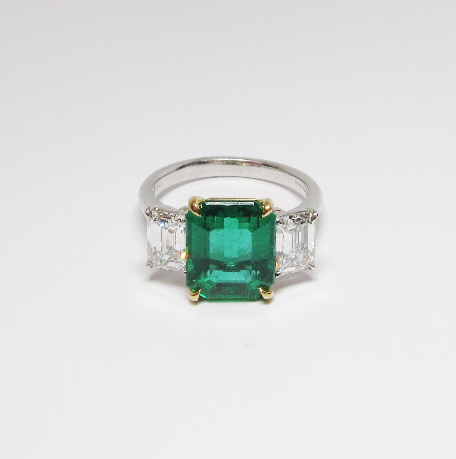 Emerald & Diamond 3 Stone Ring