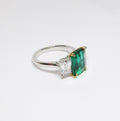 Emerald & Diamond 3 Stone Ring