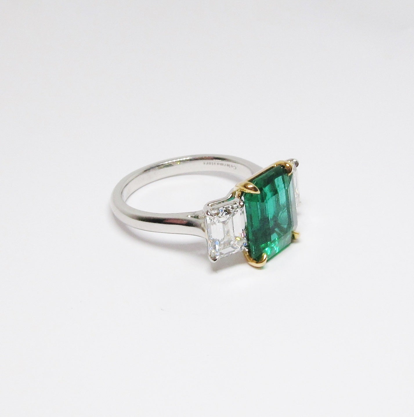 Emerald & Diamond 3 Stone Ring