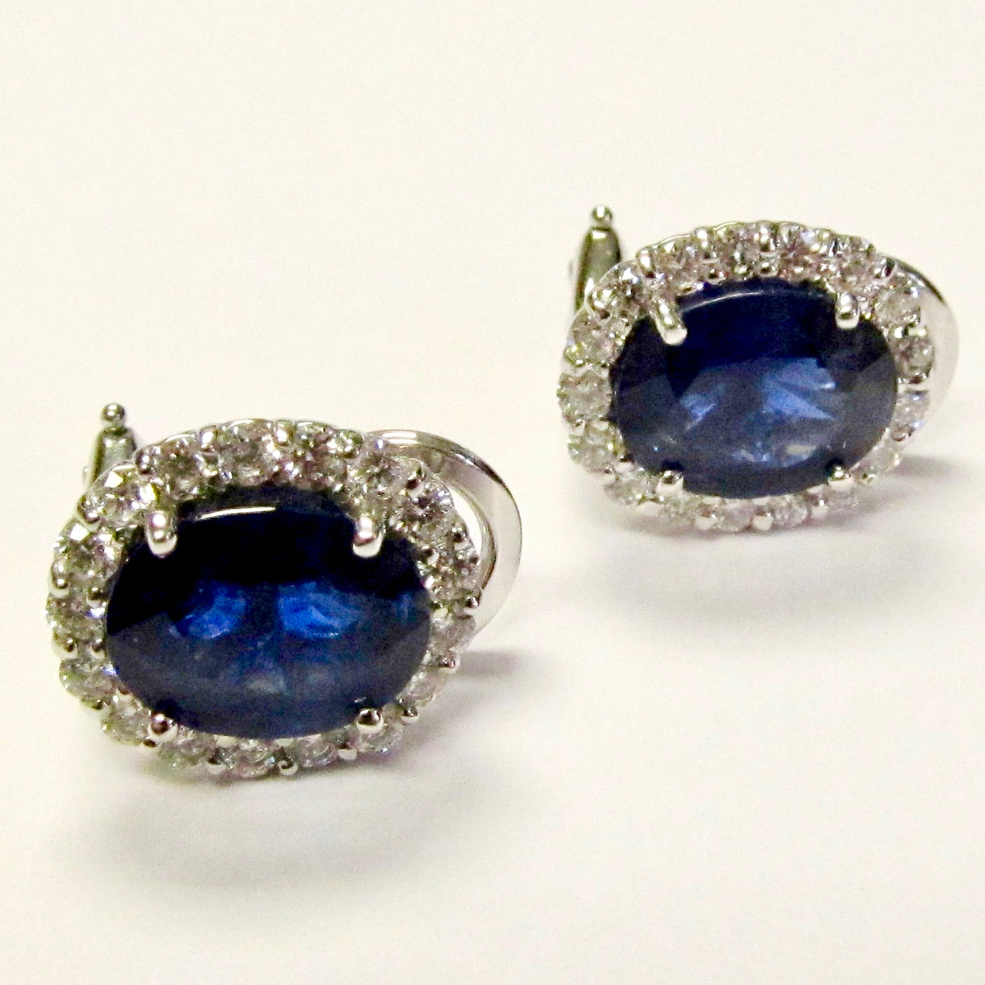 Blue Sapphire & Diamond Earrings