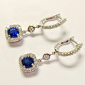 18k White Gold Diamond & Blue Sapphire Earrings