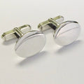 Plain, Oval, Silver Links Cufflinks