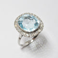 Light Blue Aquamarine Cushion Shape Ring