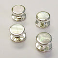 Sterling Silver Enml MOP Circle Shirt Studs