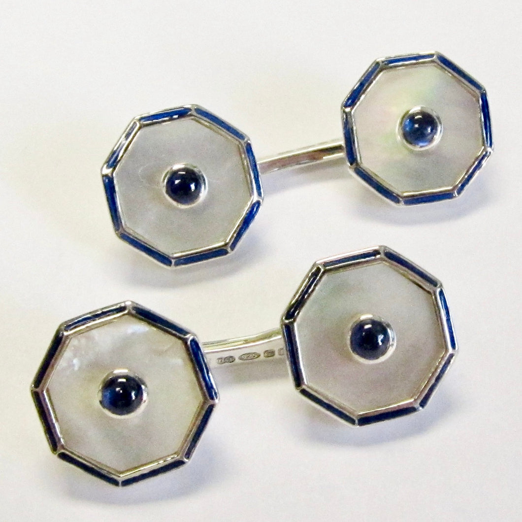 Octagonal White Mother-of-Pearl Cufflinks