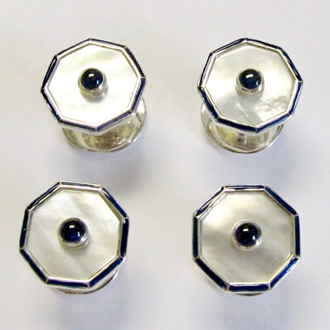 Octagonal White Mother-of-Pearl Shirt Studs