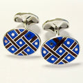 Sterling Silver Royal Blue Enamel Cufflinks