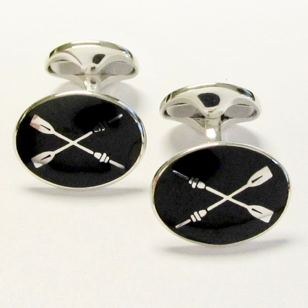Sterling Silver Enamel Crossed Oar Cufflinks
