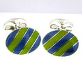 Green & Blue Sterling Silver & Enamel Cufflinks