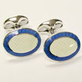 Blue & White Sterling Silver & Enamel Cufflinks