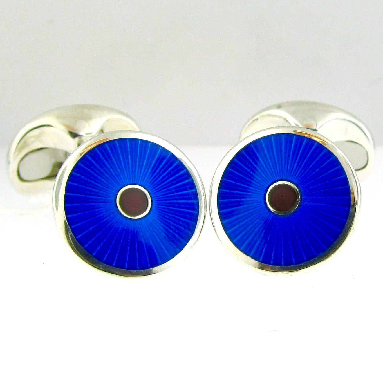 Blue & Burgandy Sterling Silver & Enamel Cufflinks