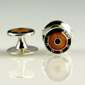 Sterling Silver Enamel Red &  Black Shirt Studs