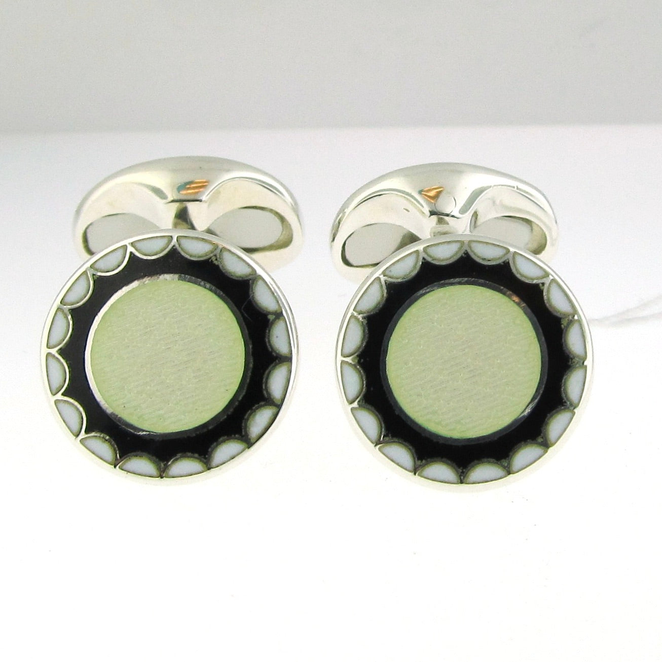 Sterling Silver & Enamel Round Cufflinks