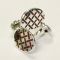 Sterling Silver Enamel Small Dome Oval Cufflinks