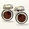 Sterling Silver Enamel Round Cufflinks