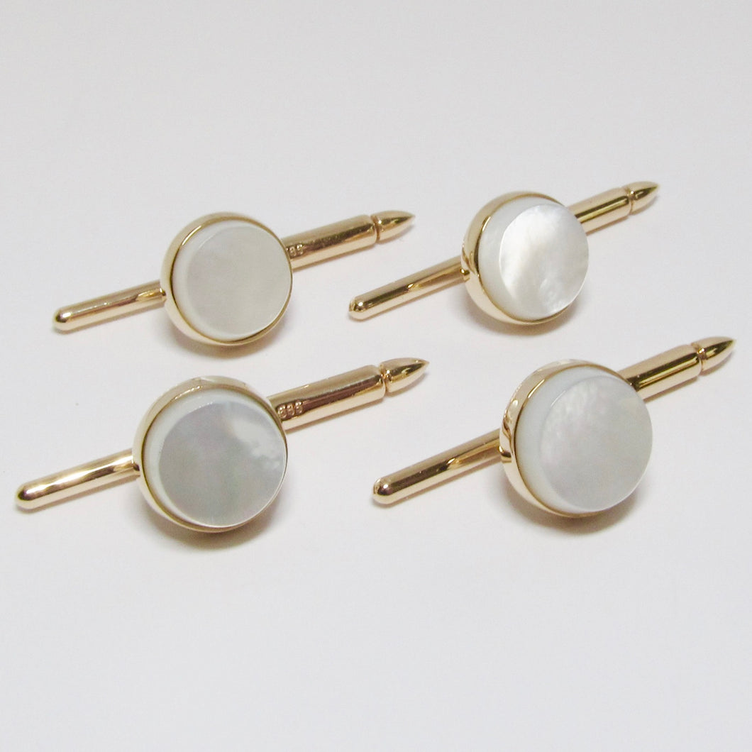 14k Yellow Gold Mother of Pearl Shirt Studs