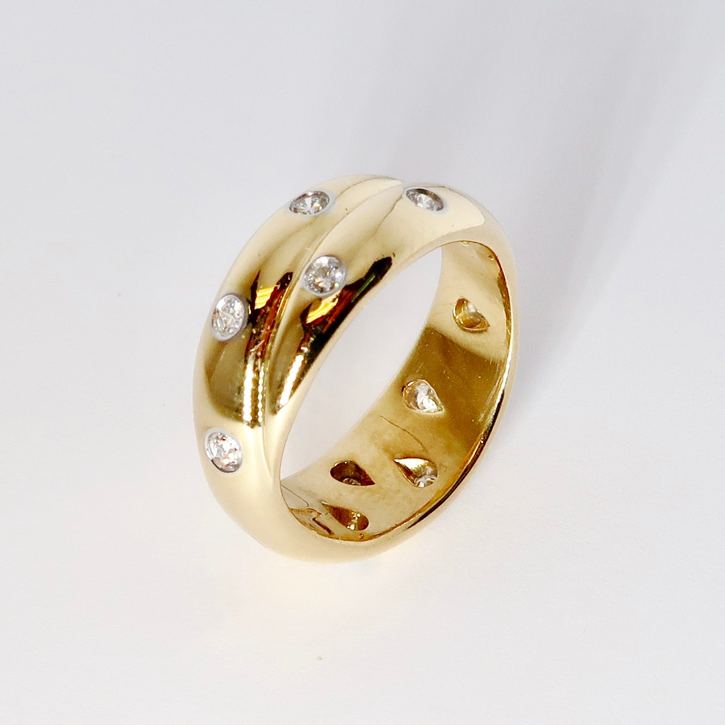 18k Yellow Gold & Diamond Tiffany Band
