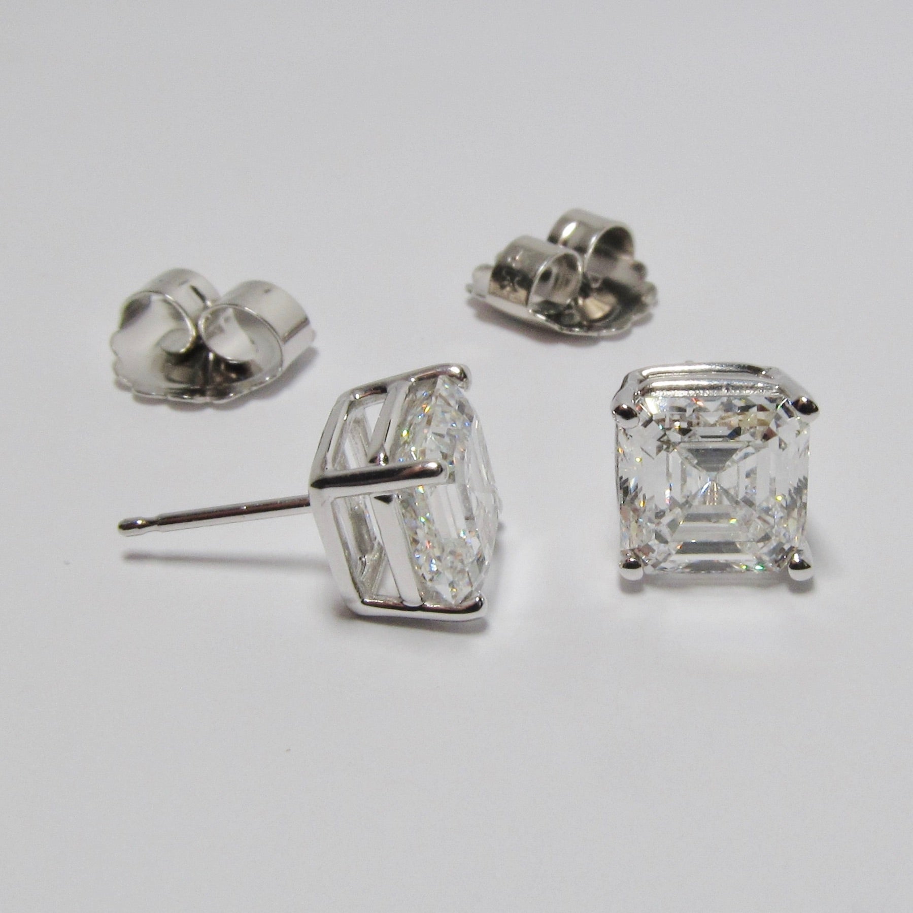 Square Emerald Cut Diamond Studs
