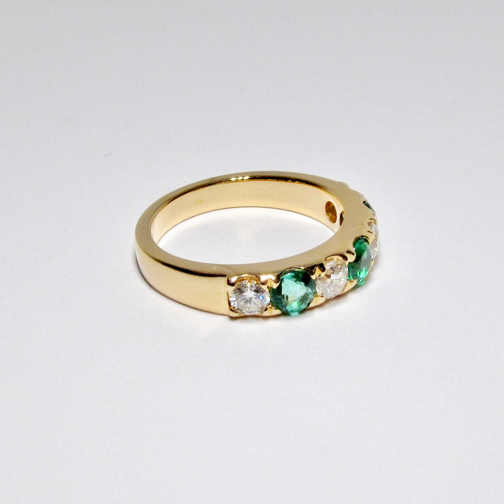 Yellow Gold, Emerald, and Diamond Ring