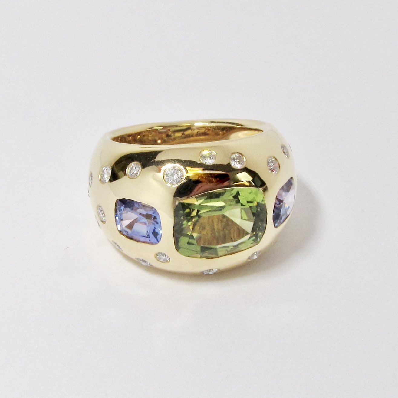 18k Yellow Gold Multi-Color Ring