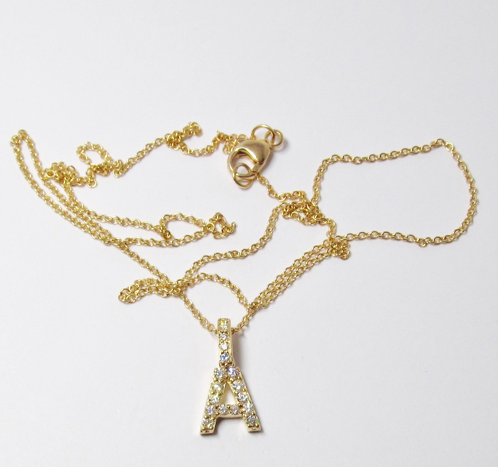 Diamond Initial "A" Pendant, 18k Yellow Gold