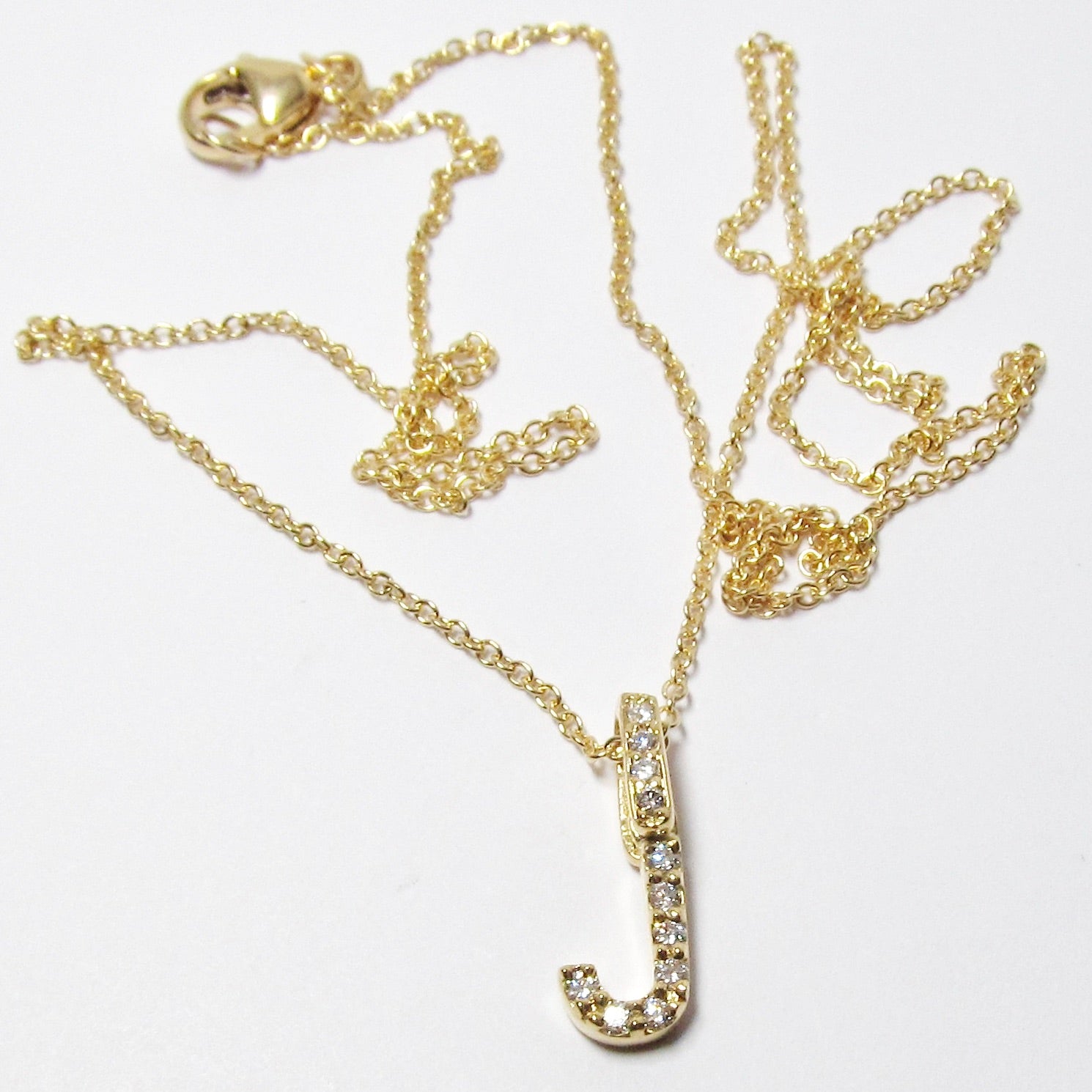 Diamond Initial "J" Pendant, 18k Yellow Gold