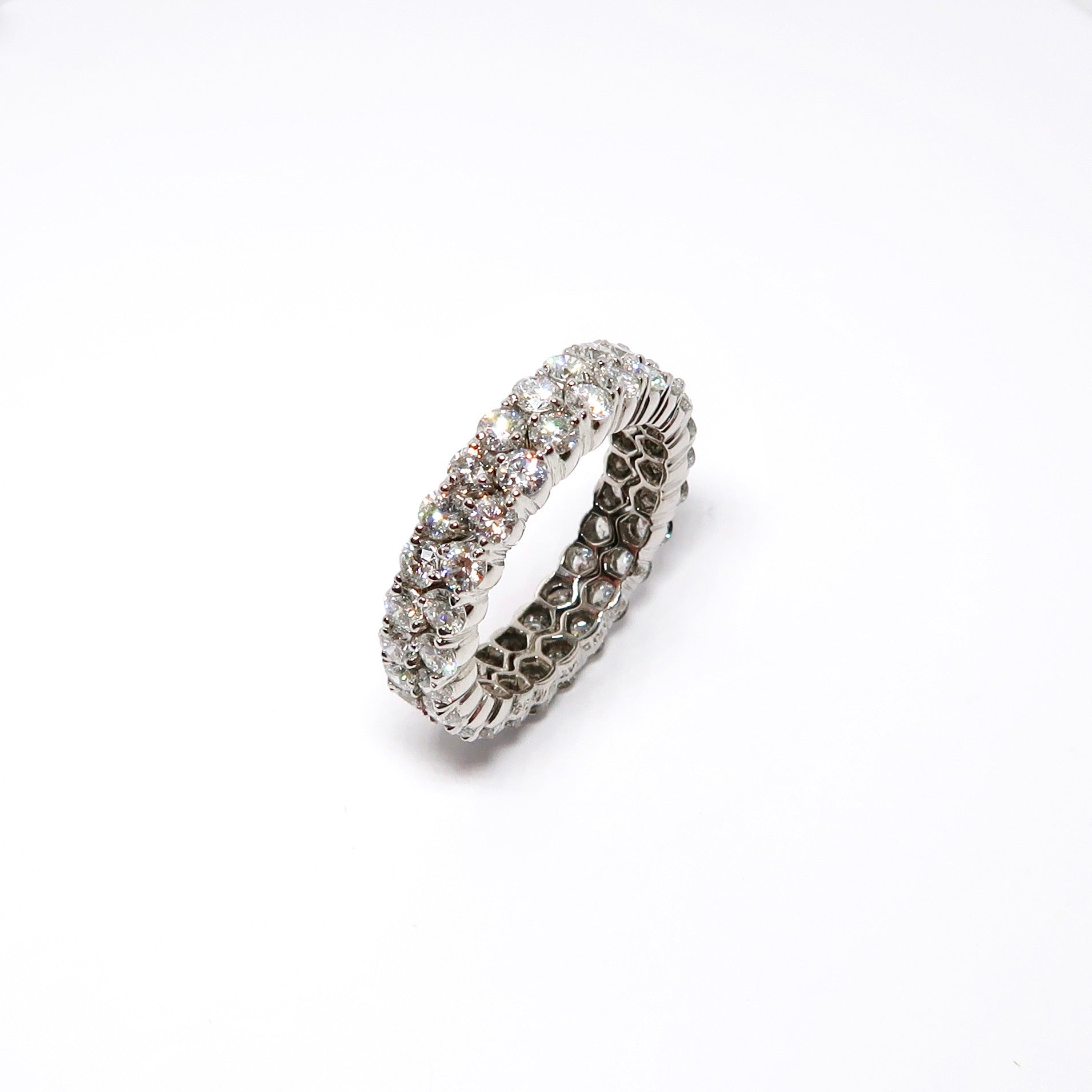Double Row Round Diamond Guard Ring