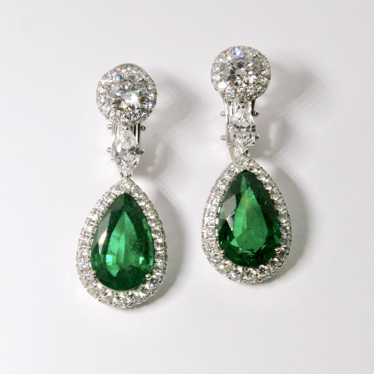 Diamond & Emerald Drop Earrings