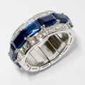 18k White Gold Blue Sapphire & Diamond Expanding Band