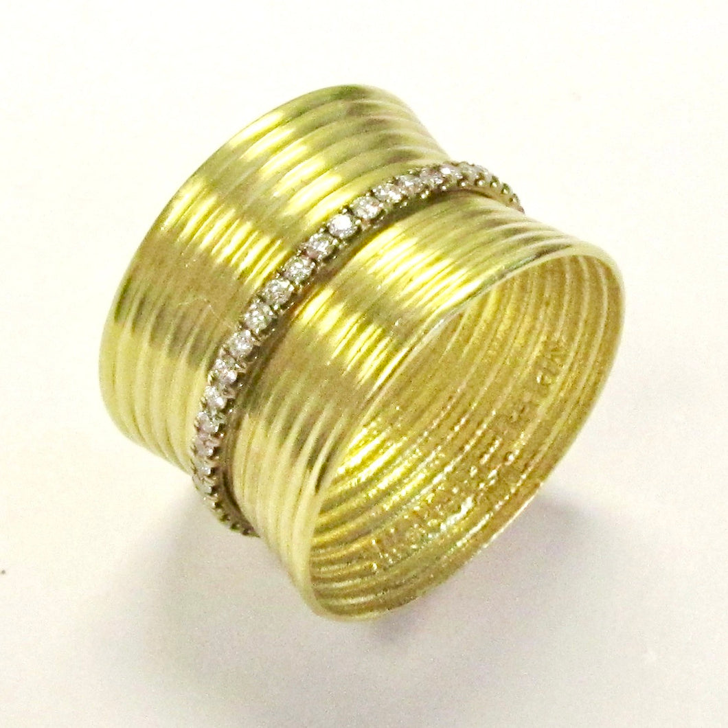 18k Yellow & White Gold Wide Ring