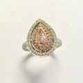 Platinum & 18k Rose Gold Pink Diamond Pear Shaped Ring