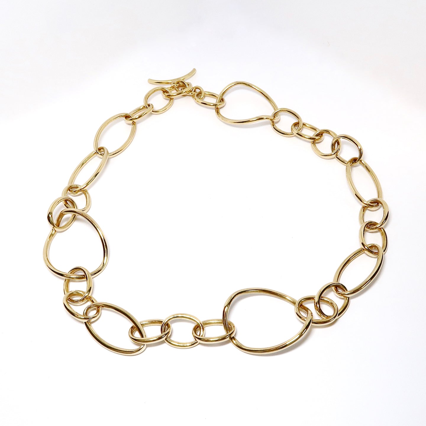 Yellow Gold Hollow Link  Necklace w/ Toggle
