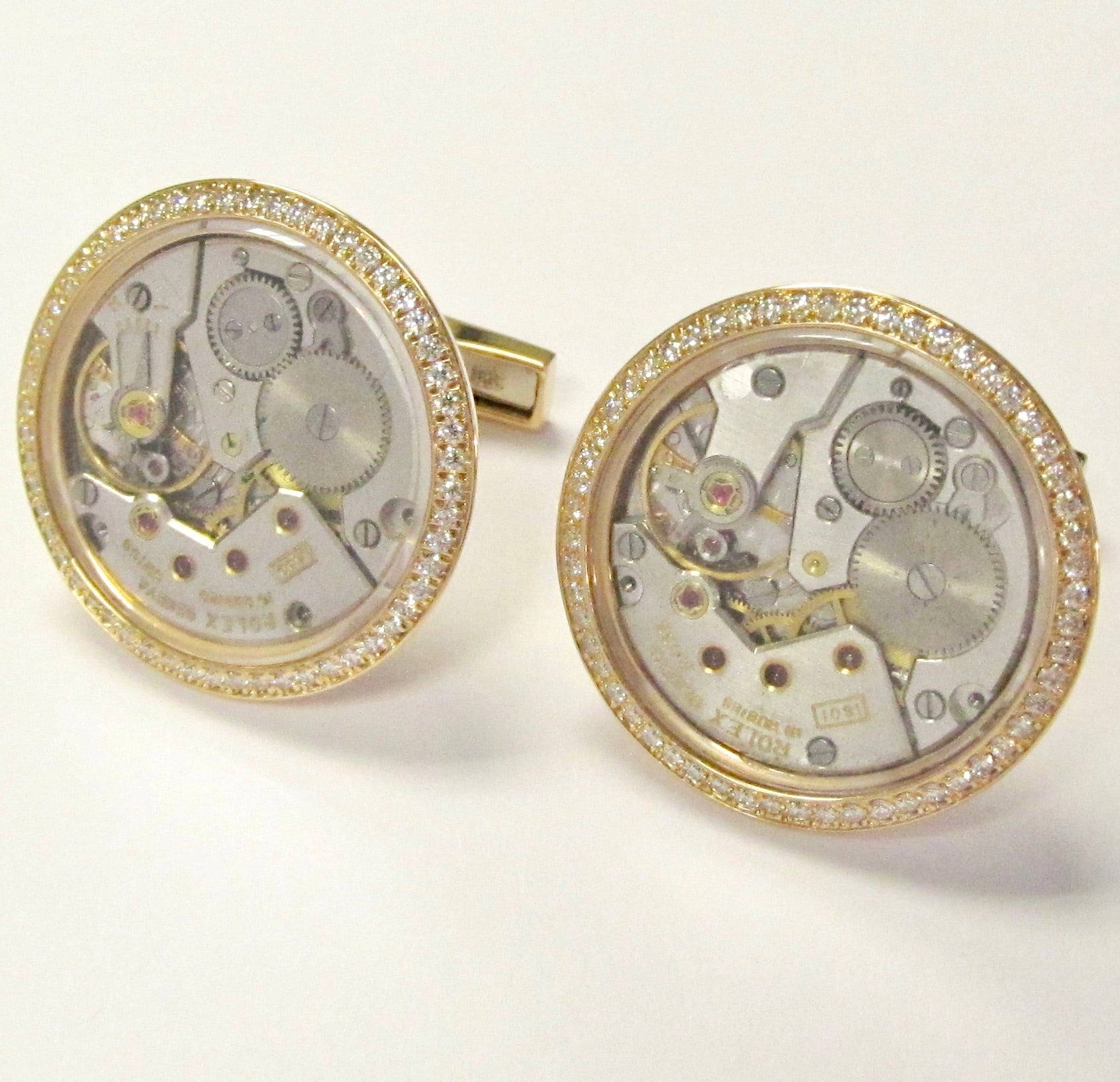 18k Rose Gold Rolex Movement Cufflinks
