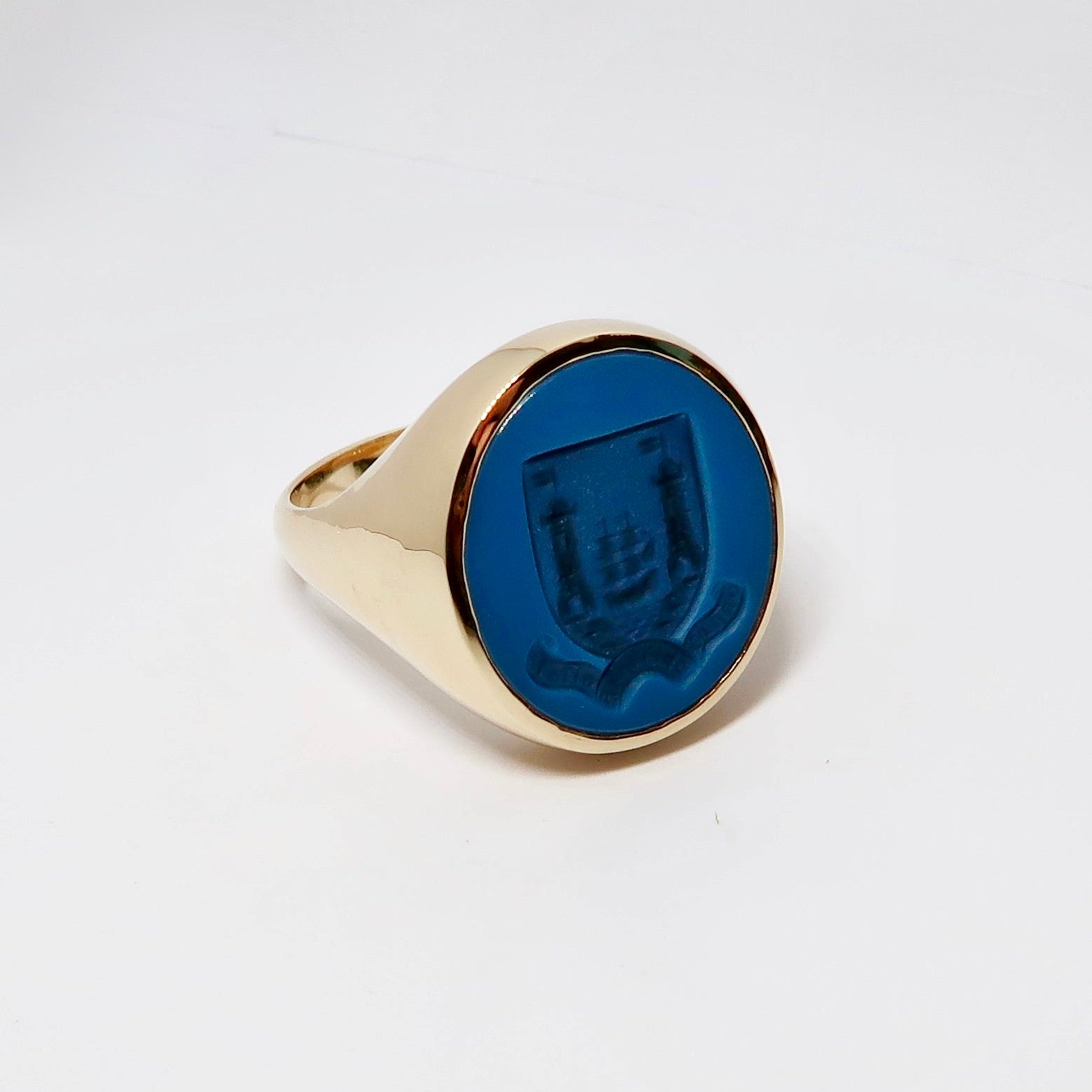 14k Yellow Gold Crest Ring