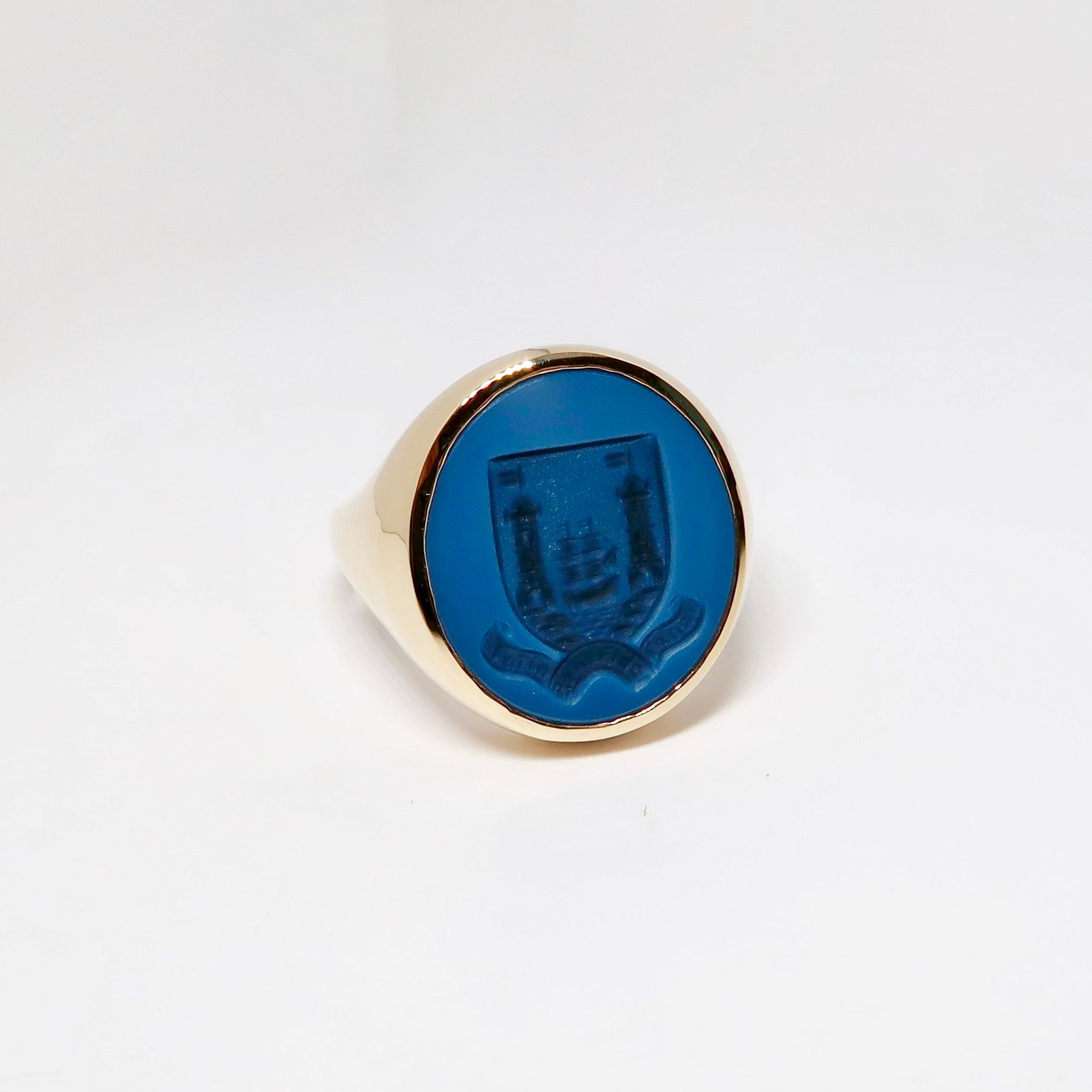 14k Yellow Gold Crest Ring