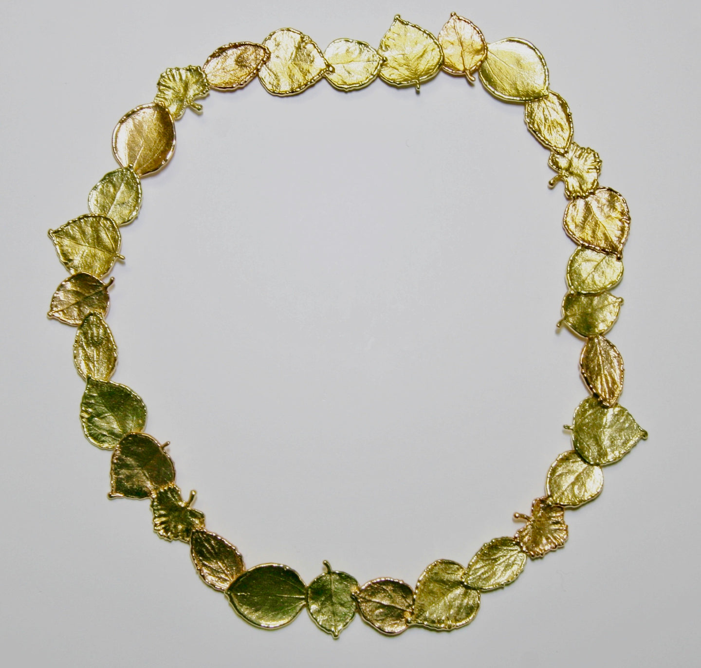 18k & 19k Yellow & Rose Gold Leaf Necklace