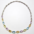 Diamond, Amethyst, Citrine, Blue Topaz Necklace