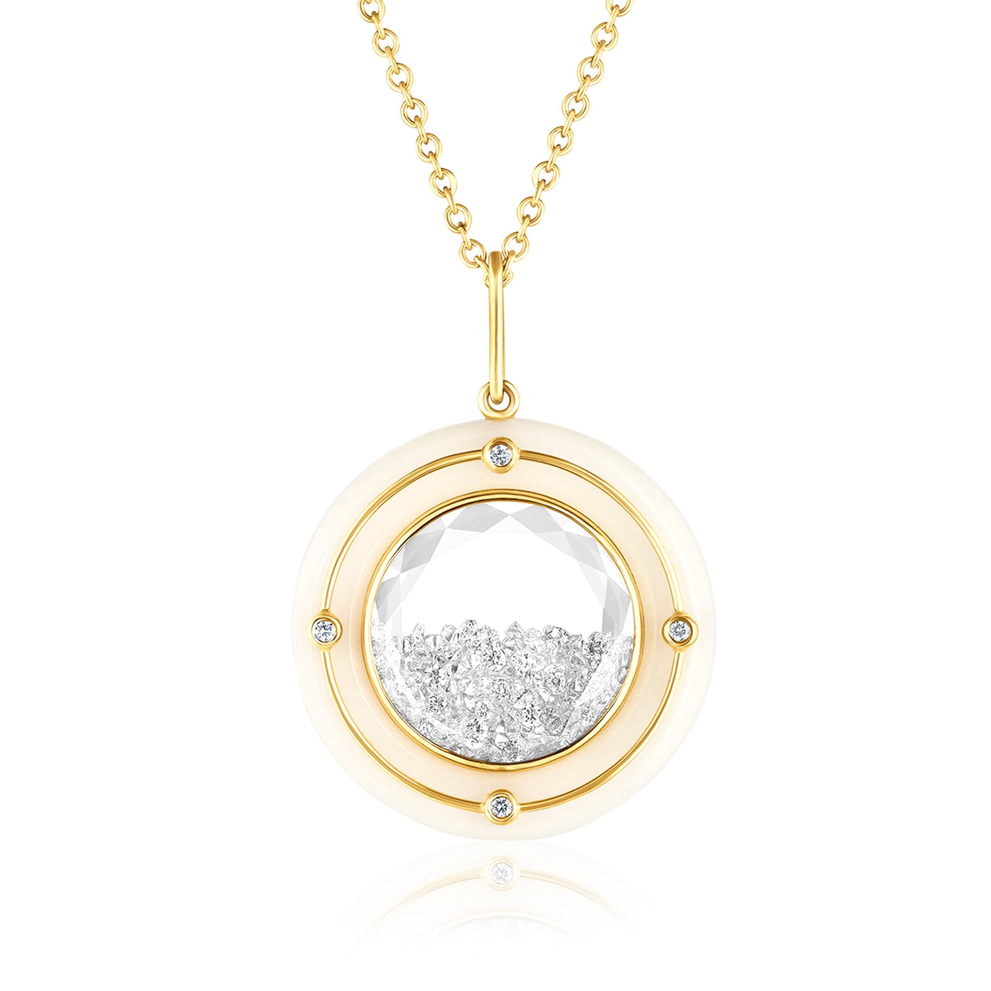 Diamond in Tagua Halo Pendant