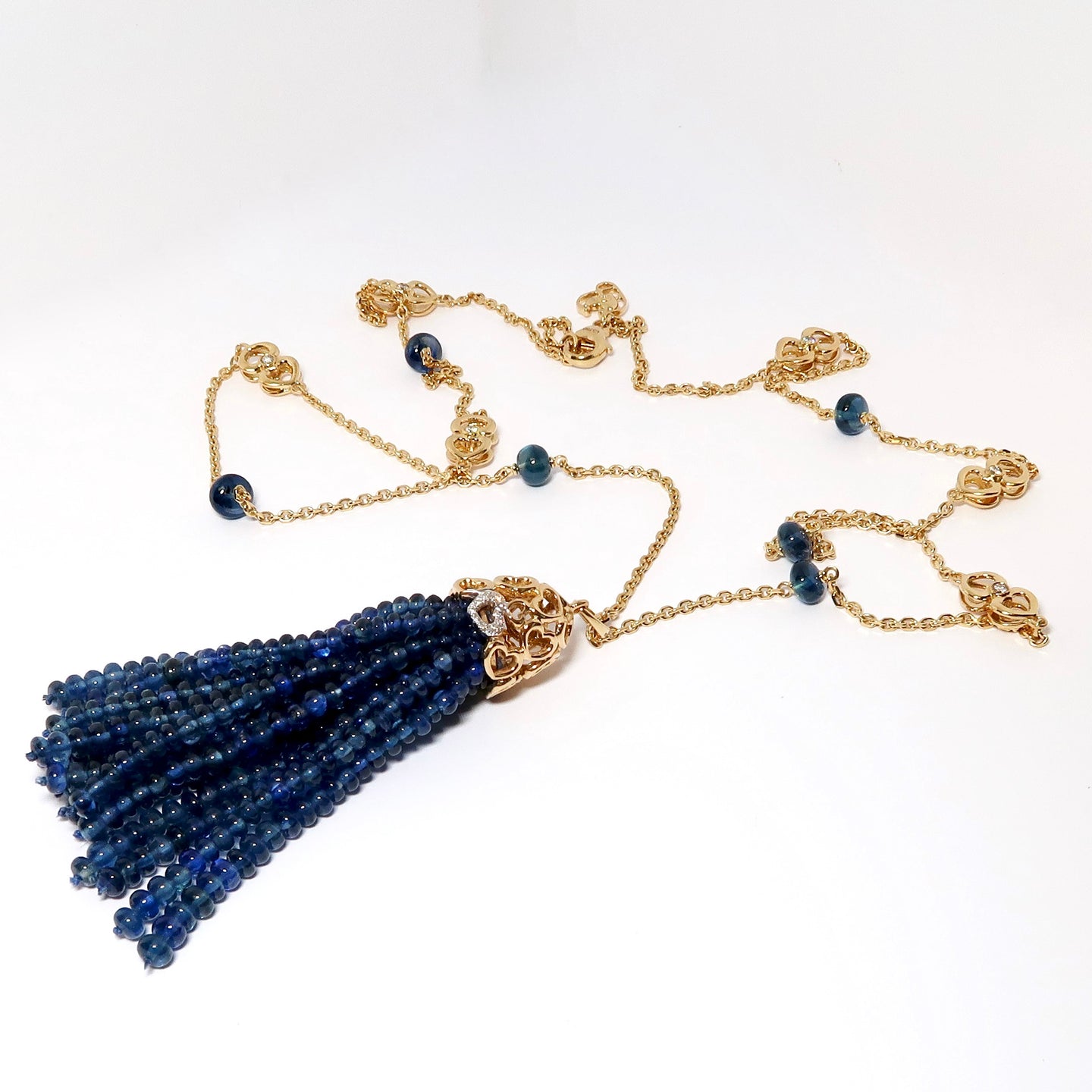 Blue Sapphire & Diamond Tassel Necklace