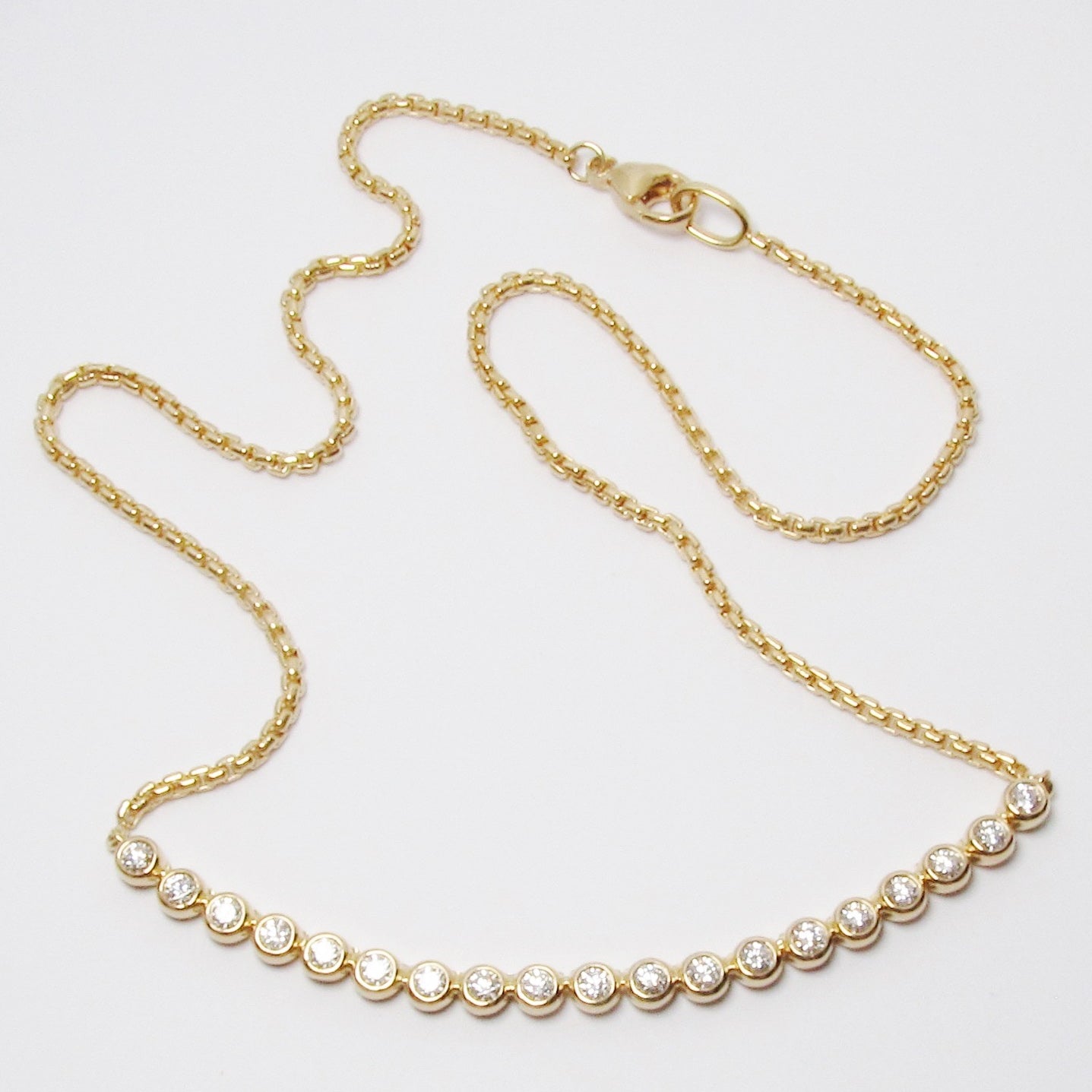 18k Yellow Gold & Diamond Bezel Set Moonlight Necklace
