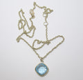 Square Blue Topaz Pendant Necklace