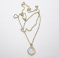 Round Rainbow Moonstone Pendant Necklace