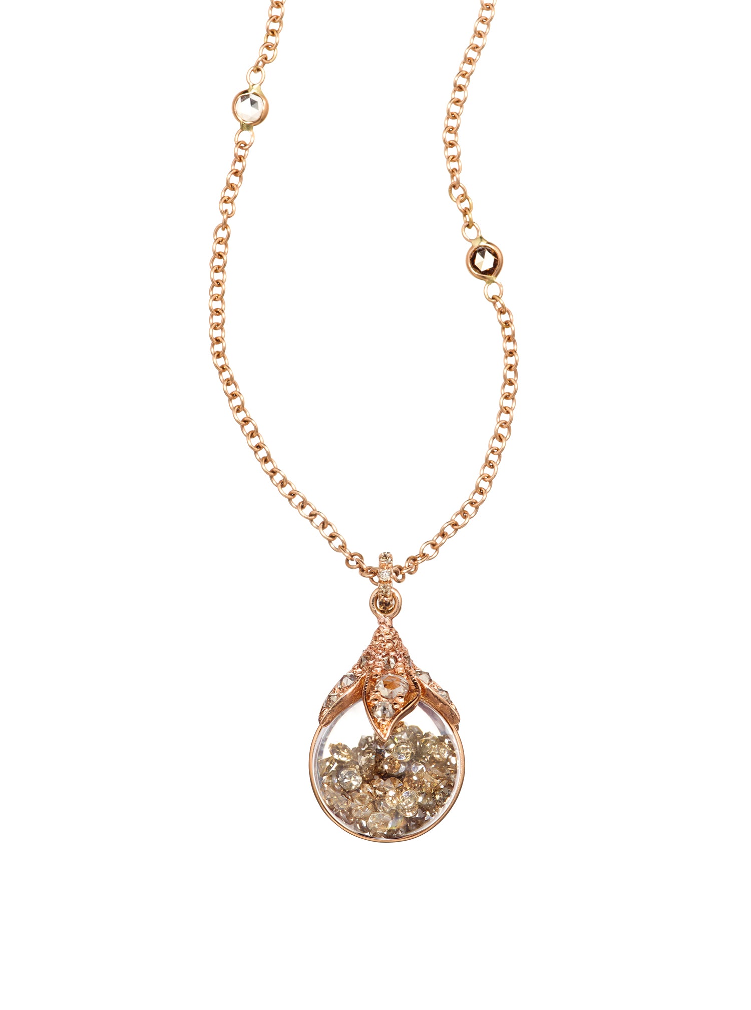 Champagne Rose Cut Diamond Pendant